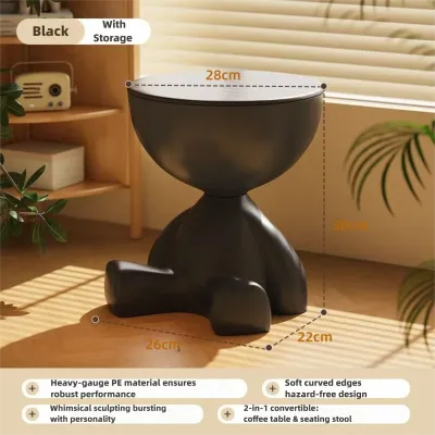 JOYNEST Bear Design Small Coffee Table with Cover Modern Luxury Portable Storage Table