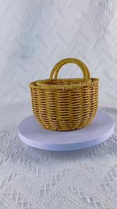 Wall-Mounted Retro Woven Onion Ginger Garlic Storage Basket Fruit/Flower/Egg Holder Imitation Rattan Kitchen Organizer-152c4c8b
