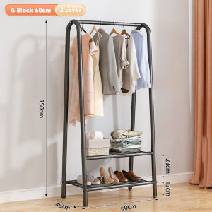 🔰 𝗧𝗼𝗽 𝗥𝗮𝘁𝗲𝗱 U Shape Bedroom Clothes Storage Rack Single/Double-Layer Clothes Hanging Rack Floor-Mounted Mulig Rack