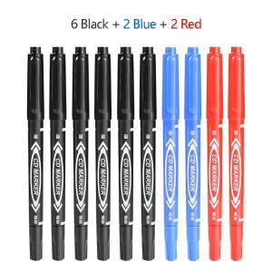 10 PCS Double Tip Permanent Markers Quick Dry Drawing Marker Pen Wood Plastic Metal Glass Stone