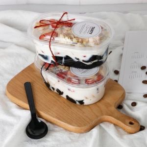 50PCSTransparent Cake Swiss Roll Container Baking Plastic Containers with Lids Clear Cake Disposable to Go Box for Restaurants