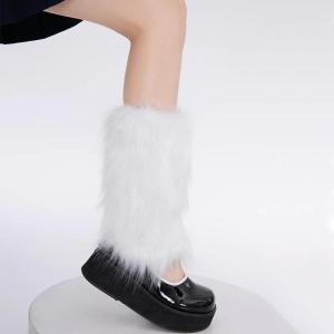 1/2Pairs Faux Fur Leg Warmers Women Fall Leggings Jk Boots Stocking Girls Lolita Punk Boot Cover Harajuku Fur Foot Warming Cover