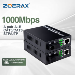 ZoeRax A Pair SC SingleMode Fiber to RJ45 Ethernet Media Converter Gigabit Fiber Optic Transceiver with 1000Mbps