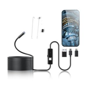 4-in-1 Type-C Endoscope Camera Waterproof 8 LED Hard Wire for Car Inspection Air Conditioner Internal Inspection Industrial Inspection Suitable for Android iOS