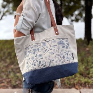 Papercranes Everyday Tote Bag Canvas Illustrated | Zip Laptop Shoulder Bag Floral Work Tote with Pockets Women Gift SG