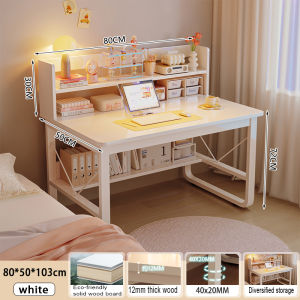 Study Table with Storage Bookshelf 80/100/120cm Computer Table for Children/Adults Ergonomic Learning Office Desk White /Maple / Walnut Wood Color