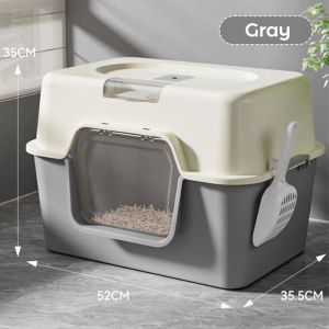 Pet Toilet Big Cat Litter Box Fully Enclosed Splash Proof Deodorization With Scoop Cat Poop TrayS1