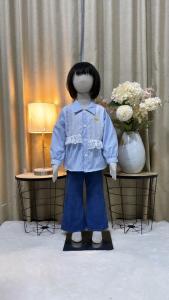 Setelan alana cutbray salur anak perempuan usia 3 - 10 tahun / setcel kombinasi katun brukat celana jeans cutbray