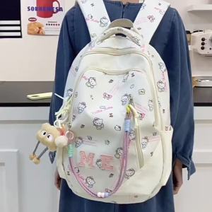 AE Trendy manufacturers new nylon printed backpack for junior high school students large-capacity casual lightweight school bag for commuting