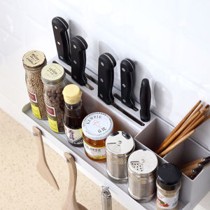 Kệ Đựng Gia Vị Nhà Bếp 4 Móc Treo Dán Tường Thoát Nước Tiện Lợi