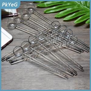 PkYeG Dài xử lý thủy tinh muỗng cà phê Bộ đồ ăn trong suốt cà phê khuấy muỗng