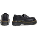 รองเท้าโลฟเฟอร์ผู้ชายแถบสีเหลืองคู่ Dr. Martens แผ่นเหล็กป้ายชื่อรองเท้าคู่รุ่นรองเท้าชายหญิง. 