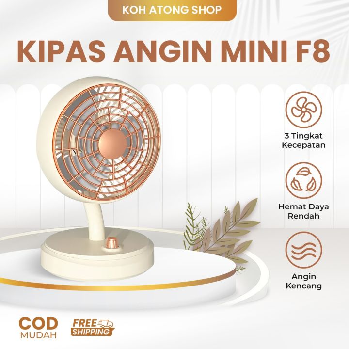 Kipas Angin Mini Type F8 USB | Kipas Aesthetic Rotate 180° | Lazada ...