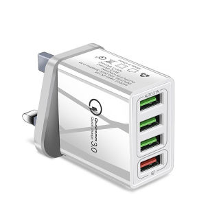 YEWAWA QC 3.0 Quick Charge 48W 4 USB Ports Adapter USB Charger EU/US/UK Plug Wall Charger Mobile Phone Fast Charger Home Travel Adapter