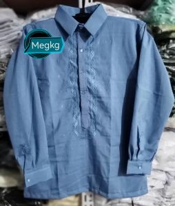 Random Design Light Blue Barong Long Sleeve for Office and Formal Occasions