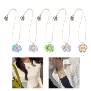 Thời trang Acrylic Mặt dây chuyền Hoa Vòng Cổ Vòng Cổ Choker đơn giản ngọt ngào đầy màu sắc nổi quyến rũ Dây chuyền cổ dây chuyền chạm xương quai xanh độc đáo