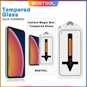 BESTOOL Tempered Glass HD Easy Install Superfit Screen Protector untuk iPhone 13 14 15 Pro Max X XR XS Max