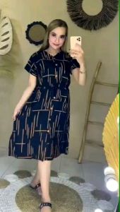 DRESS BUSUI FULL KANCING AKTIF DASTER MOTIF GARIS NEW ARIVAL