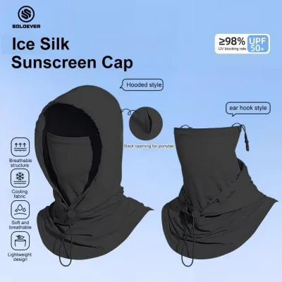 SOLOEVER Sunscreen UV Protection Cap Outdoor Balaclava Hoodie Ice Silk Face Mask Riding Hat unisex
