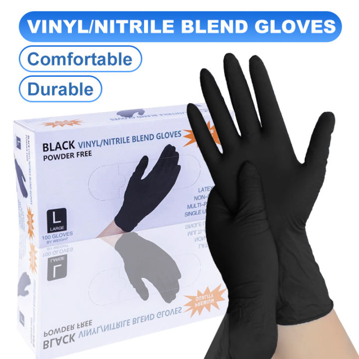 TQTQ 100PCS disposable gloves Examination VINYL/NITRILE BLEND