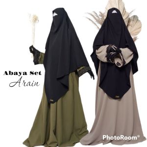 Abaya Turki Set | Dress Abaya Set | Baju Lebaran Muslimah | Gamis Set