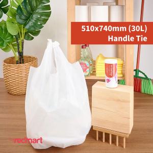 RedMart 30L HDPE Garbage Bag With Handle Ties Trash Bag - White