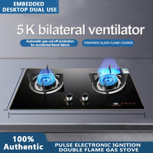 Herder-5.2KW stainless steel gas stove with built-in dual burners EP4337BQ high-temperature resistant and easy-to-clean liquefied gas countertop stove