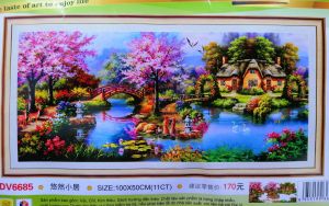 Tranh thêu chữ thập Ngôi nhà hạnh phúc (về tự thêu) DV6685