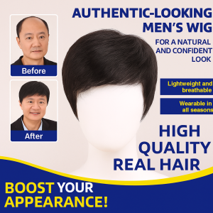 Men Natural Realistic Wig Cap Natural Breathable Short Hair Middle-aged And Elderly Simulated Mens Full Wig