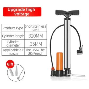 High Pressure Bike Pump Air Pump 160PSI Stainless Steel Body With Precision Barometer For Motorcycle