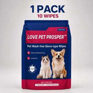 LOVE PET PROSPER Wash-Free Pet Wipes Glove for Dogs Cats No Rinse Cleaning Gloves Gentle Deodorizing Soft Fabric 10pcs/Box