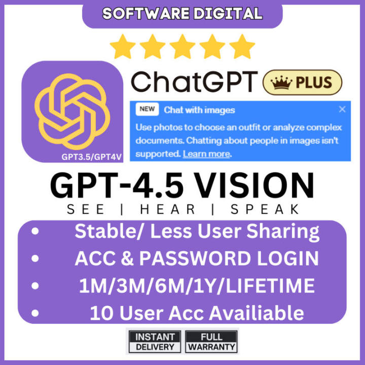 𝗖𝗵𝗮𝘁𝗚𝗣𝗧 𝗣𝗹𝘂𝘀 𝗔𝗰𝗰𝗼𝘂𝗻𝘁 𝗣𝗿𝗲𝗺𝗶𝘂𝗺 GPT4.5 VISION Fast Delivery Full Warranty ...