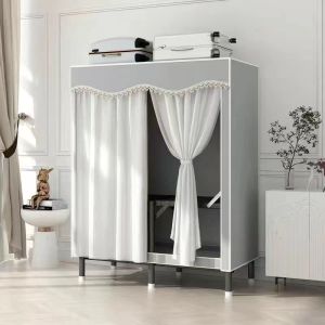 Clothes Cabinet Cupboard For Clothes Wardrobes Open Storage Cupboard  Modern Steel Plate Simple Folding Wardrobe Installation-Free Steel Frame Rental Room Wardrobes Open Storage Cupboard