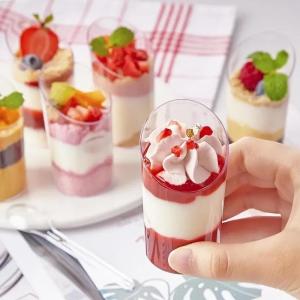 Disposable Dessert Cups Round Slanted Mouth Plastic Yogurt Cup Birthday Party Packaging Supplies Kitchen Tableware