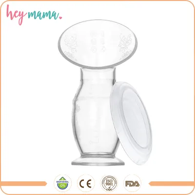 Hey Mama Suction base Silicone Manual Breast Pump w/ lid BPA Free FDA Certified 100% food grade let down breastmilk pump