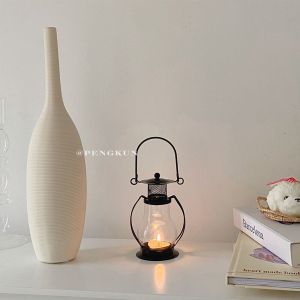 【Must-have】 ins style simple retro wrought candle holder small lantern home decoration lamp candle holder