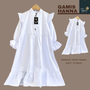 Tabina Gamis Putih Anak Perempuan Seri Hanna Bahan Katun Toyobo usia 2 hingga 16 tahun max BB 50 kg