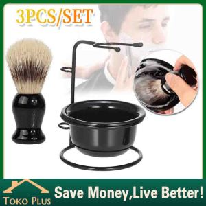 【Pengiriman cepat】3pcs/Set Holder Kuas sabun kuas pangkas rambut kuas barbeshop kuat alat cukur rambut