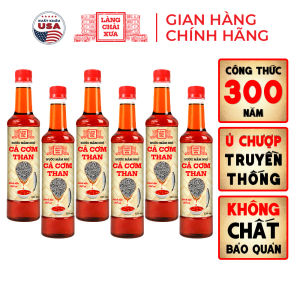 [TẶNG 1 NƯỚC TƯƠNG 125ML] THÙNG 6 CHAI NHỰA 525ML Nước mắm nhỉ cá cơm than Làng Chài Xưa 300 năm