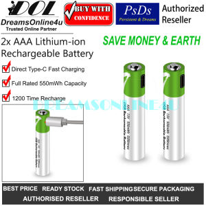 Smartoools USB Type-C Direct Fast Charge 550mWh Lithium-ion Number 7 AAA Rechargeable Battery 2pcs free Charging Cable