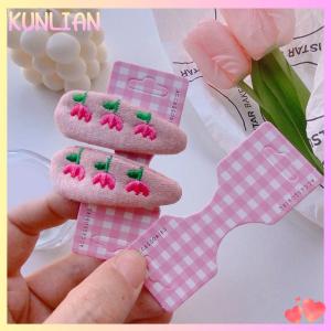 [KUNLIAN] 50Pcs Colorfu Lattice Half Folded Card Hair Accessories Cardboard Display Card Labels Hair Rope Packaging Card Hanging Tag Label