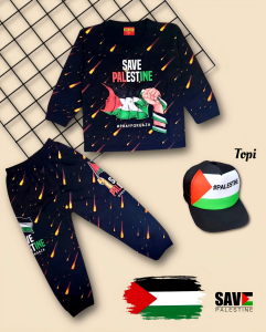 12.12 PALESTINE SETELAN BAJU ANAK LENGAN PANJANG BISA TAMBAH TOPI