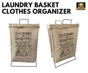 Laundry Bag With Stand Brown Colour 50 Litres/Laundry Basket Canvas Organizer Clothes/Foldable Storage Bag/Bakul dobi