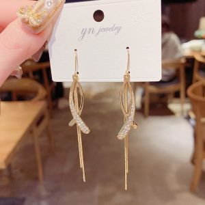 Anting Hijab Panjang Wanita Korea Model Juntai Giwang Jilbab Hook Earrings Fashion Aksesoris HS E14