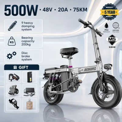 AENXRD Electric Bike Folding Bike Lightweight E Bike Recovery Lithium Battery Adults Bicycle 48V-20Ah