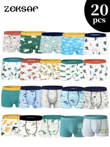 ZEKSAF 20 Pack Boys Cotton Boxer Underwear Soft and Breathable Kids Boxer Briefs Size 4-132026