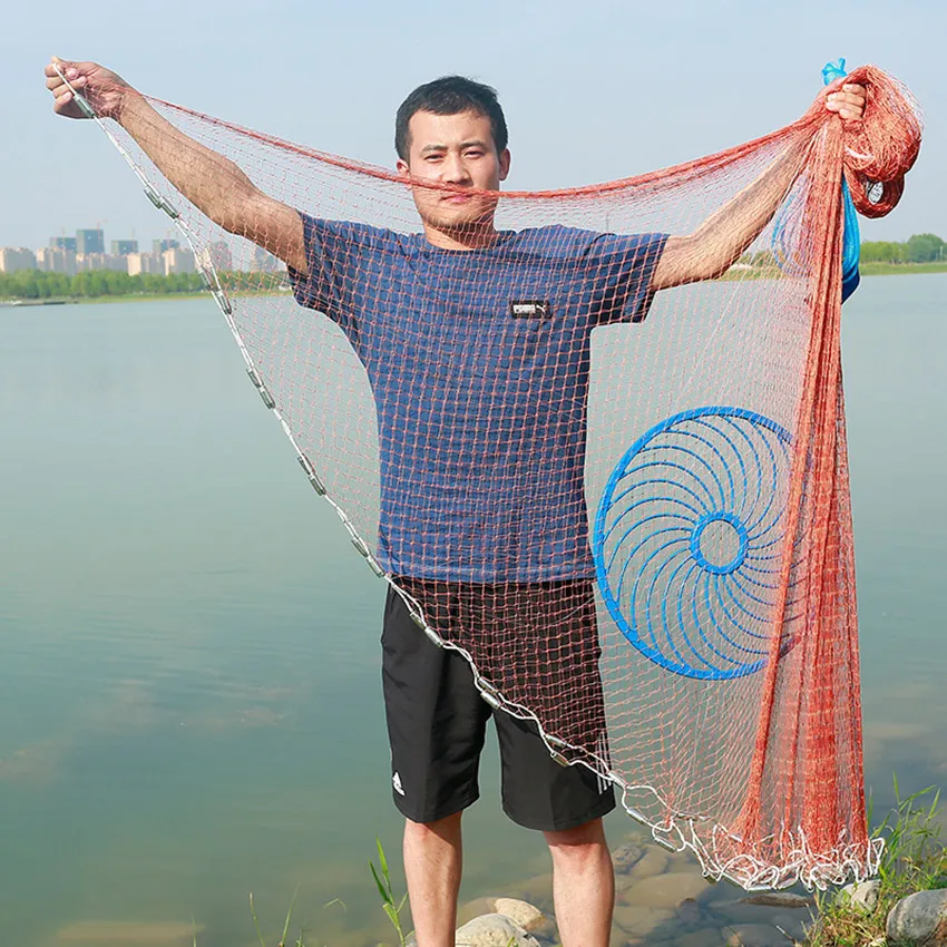 Fishing Cast Net with Heavy Duty Sinker Weights, Nylon Monofilament  American Style Cast Net Outdoor Hand Throw Fishing Mesh, Nets -   Canada