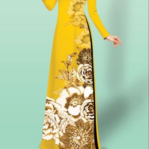 [HCM]ÁO DÀI TRUYỀN THỐNG IN HOA TRÀ CAO CẤP - KHÔNG KÈM QUẦN