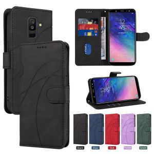 Case For Samsung Galaxy A6 A7 A8 J4 J6 2018 / A6 J4 J6 Plus 2018 / J5 J7 Prime Magnetic Leather Wallet Card Slot Flip Cover Casing