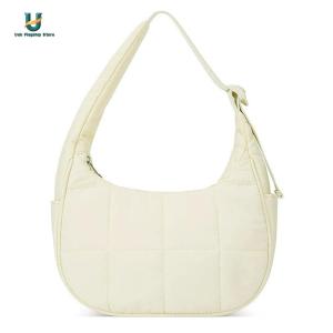 Fashion Nylon Quilted Handbag for Women with Adjustable Strap Elegant Casual Bag for Work and Outings in Blue and Red[Ueb Flagship Store]
